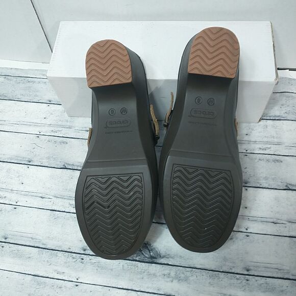 CROCS Sarah Belted Clogs 203631 Womens SZ8 Brown Leather Strap - Picture 8 of 12